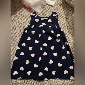 George Navy Blue Pinafore Dress with Pink Heart Print